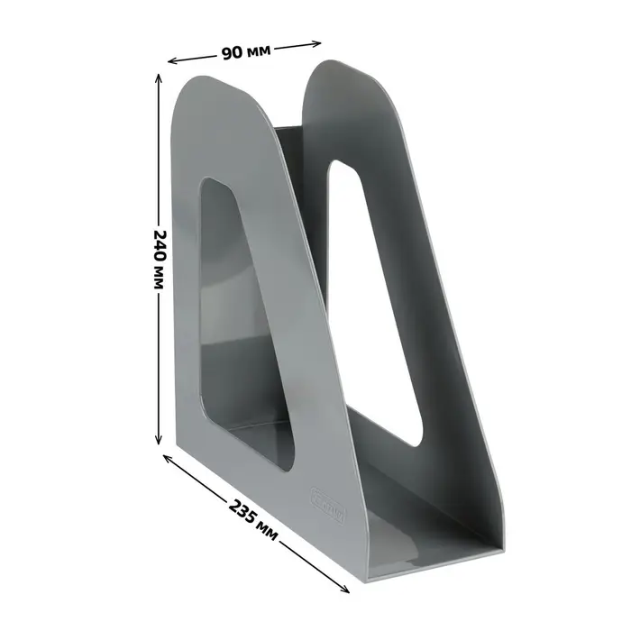 Лоток для бумаг Стамм &laquo;Фаворит&raquo;, А4, вертикальный, пластиковый, 1 отделение, серый, ширина 90 мм