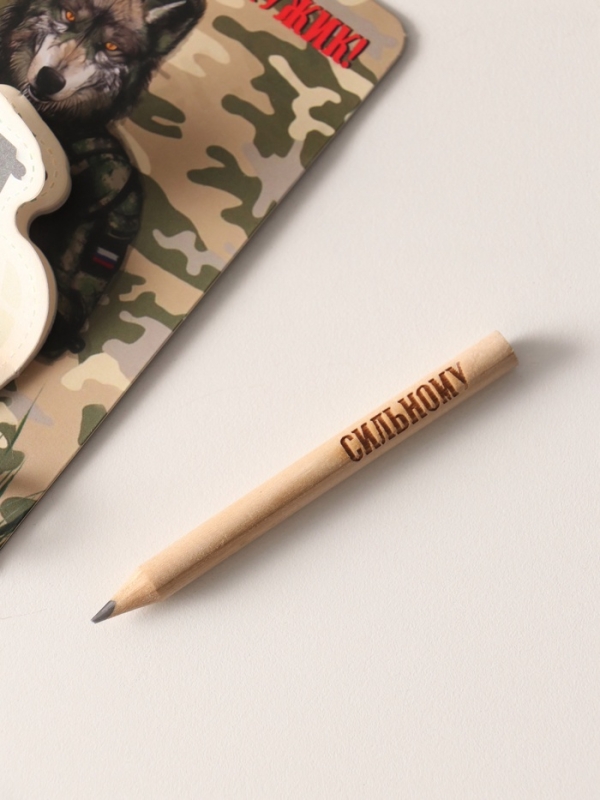 Магнит с блоком для записей и карандашом  Магнит с блоком для записей и карандашом "С праздником, мужик!" 9х13 см