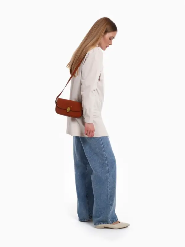 Сумка женская багет TEXTURA на молнии, 21&times;6&times;11 см, коричневая