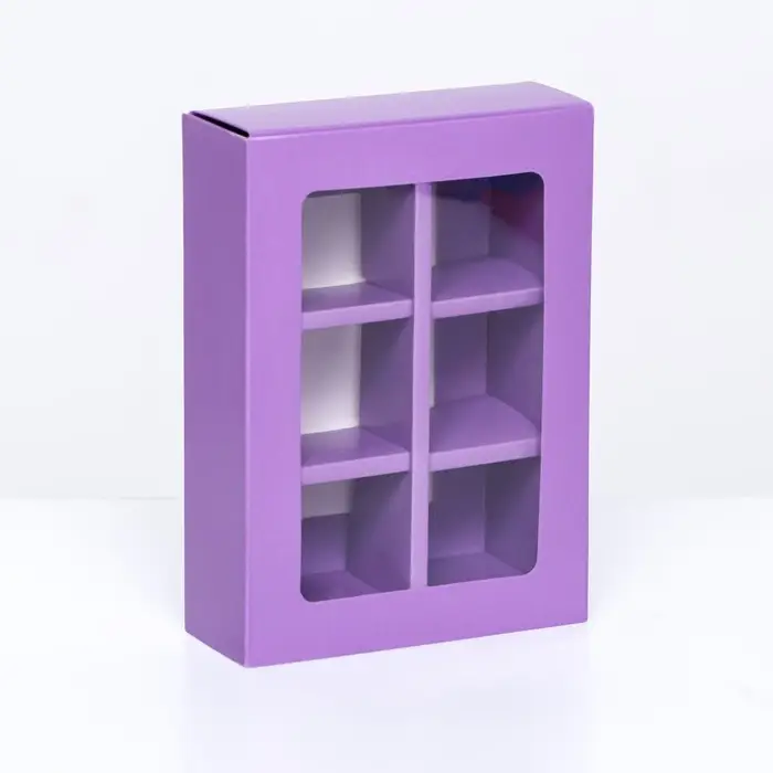 Коробка для 6 конфет, сиреневый, 13.7×9.85×3.86 см Коробка для 6 конфет, сиреневый, 13.7×9.85×3.86 см