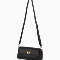 Сумка женская мессенджер TEXTURA на клапане, 26&times;9&times;12 см, чёрная