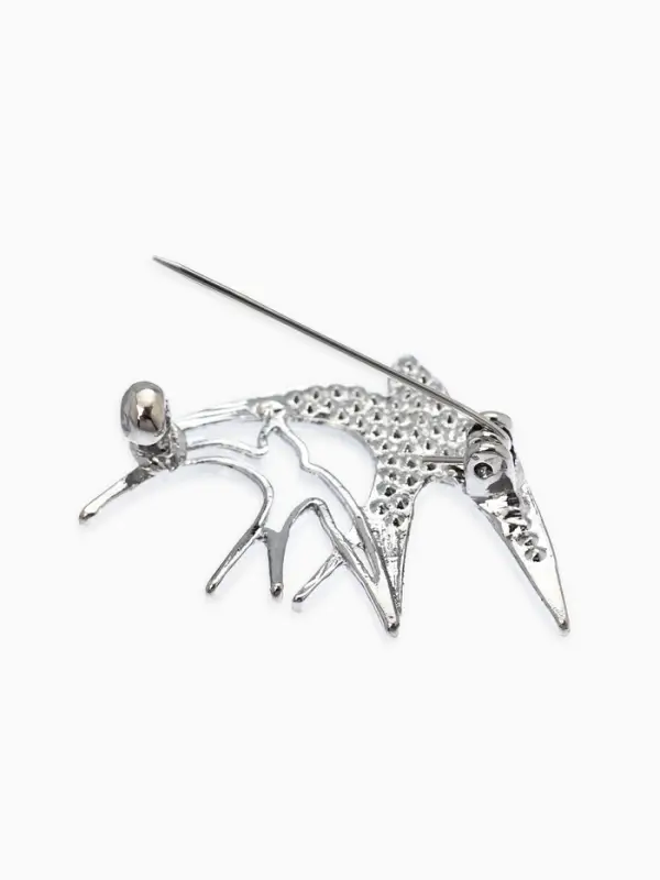 Брошь "Ласточки", цвет белый в серебре