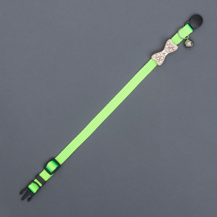 Ошейник кошачий Ошейник кошачий "Бантик" со стразами, 30 х 1 см, салатовый