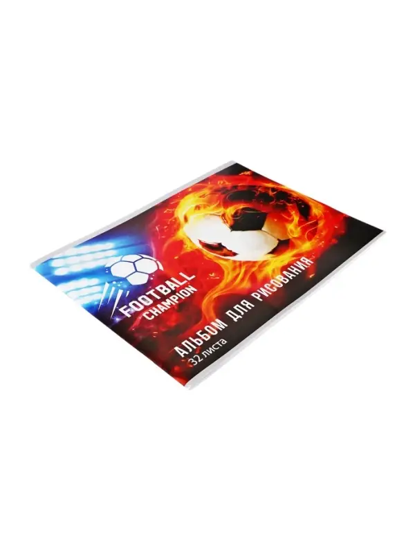 Альбом для рисования Calligrata &laquo;Футбол.Чемпион&raquo; А4, 32 листа на скрепке, обложка мелованная бумага 120 г/м&sup2;, блок 100 г/м&sup2;
