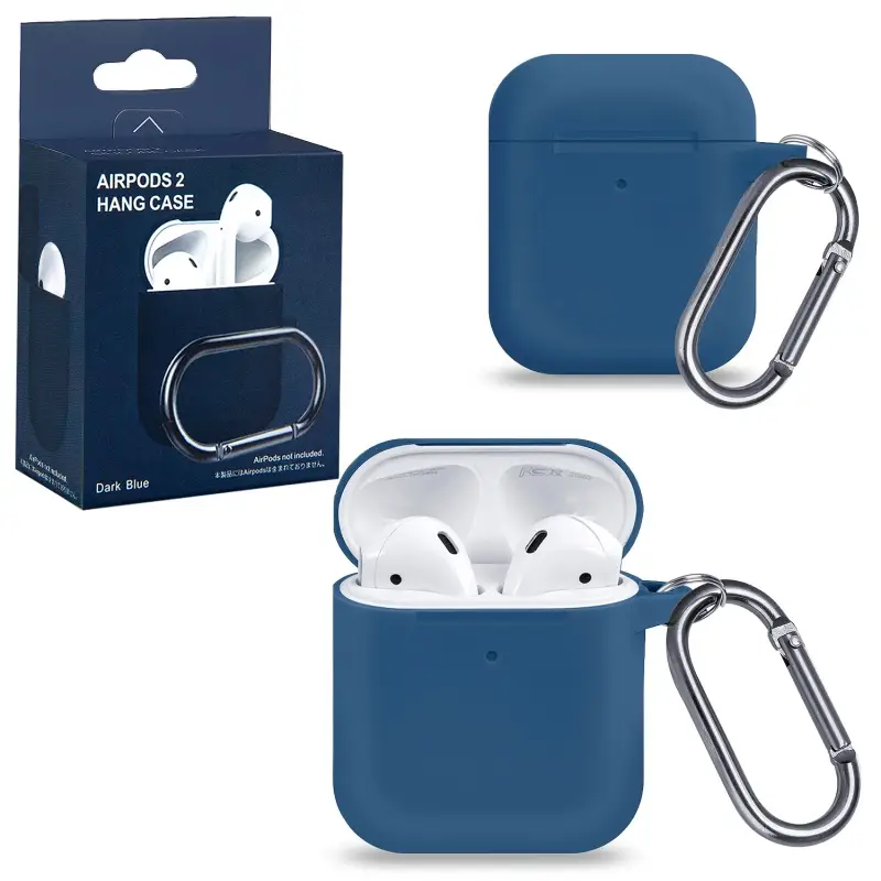 Чехол для AirPods 1/2 с карабином №19 Blue
