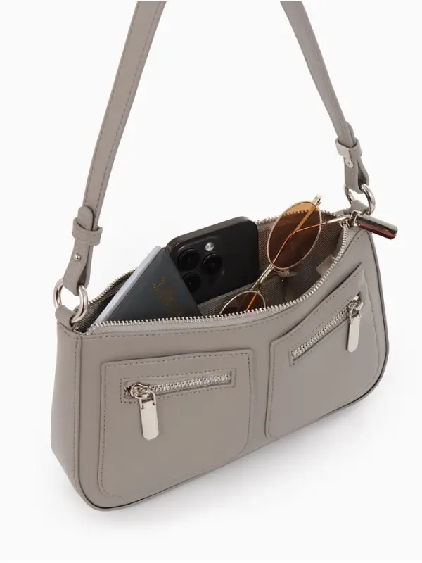 Сумка женская багет TEXTURA на молнии, 21×6×13 см, серая Сумка женская багет TEXTURA на молнии, 21×6×13 см, серая