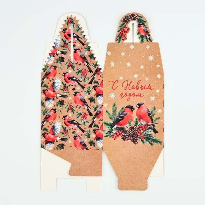 Коробка новогодняя складная «Снегири» 9 х 11 х 9 см Коробка новогодняя складная «Снегири» 9 х 11 х 9 см