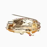 Брошь &laquo;Ежик&raquo; с цветами, цвет коричнево-оранжевый в золоте