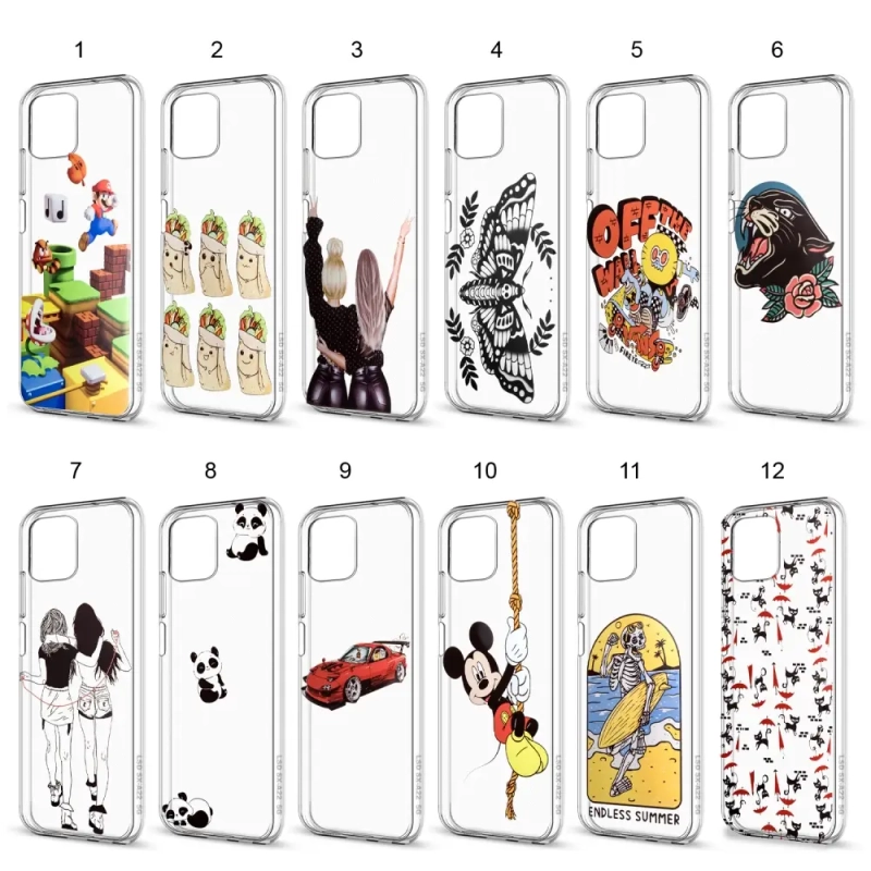 Чехол Samsung A22S TPU 1.0mm прозрачный с принтами Чехол Samsung A22S TPU 1.0mm прозрачный с принтами