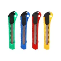 Нож канцелярский, лезвие 18 мм, корпус пластик, фиксатор, блистер, МИКС