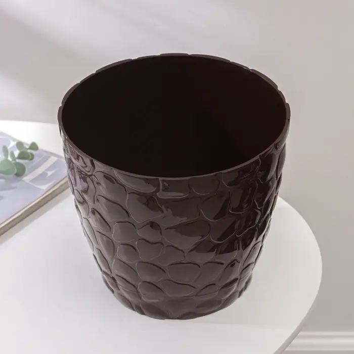 Горшок для цветов с поддоном &laquo;Камешки&raquo;, 5 л, пластик, шоколадный