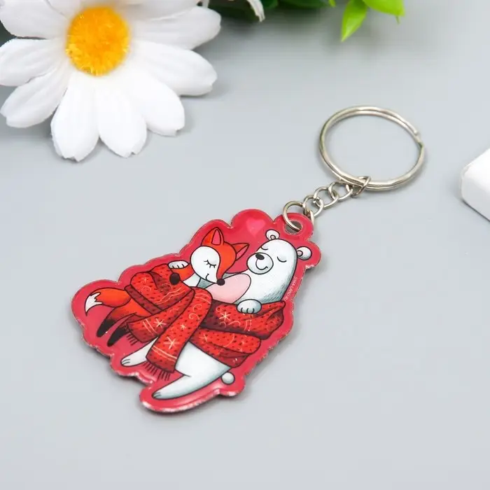 Брелок ПВХ Брелок ПВХ "Миша и Лиса - тёплые объятия" мягкий 6х4,2 см