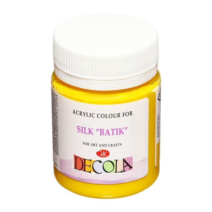 Краска по шелку  Краска по шелку "Батик", банка 50 мл, ЗХК Decola, Желтая средняя 4428220 (акриловая на водной основе)