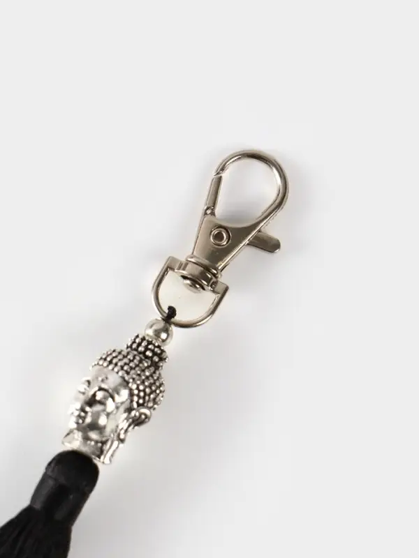 Брелок-кисточка Брелок-кисточка "Будда" 17 см, цв. чёрный, серебристый