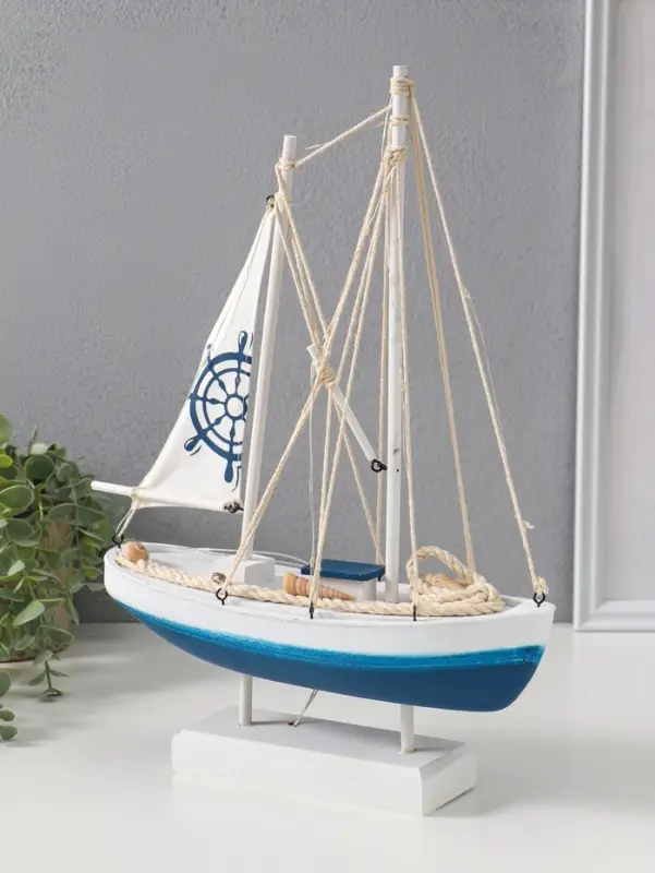 Сувенир дерево LED "Корабль со штурвалом на парусе"2хАА 28х8,5х39 см