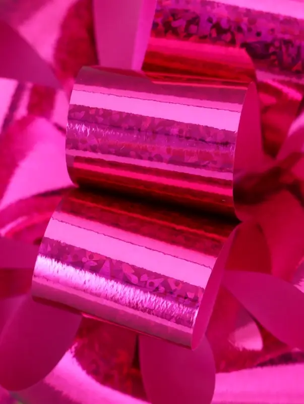 Подарочный бант - шар №3 голография, розовый, для упаковки подарков