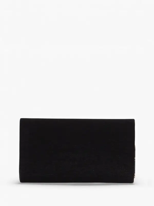 Сумка-клатч женская вечерняя на клапане, на длинной цепочке, однотонная, чёрная