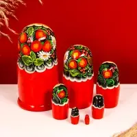 Матрёшка деревянная &laquo;Ягодка&raquo;, чёрный платок, 7-кукольная, 22 см, МИКС