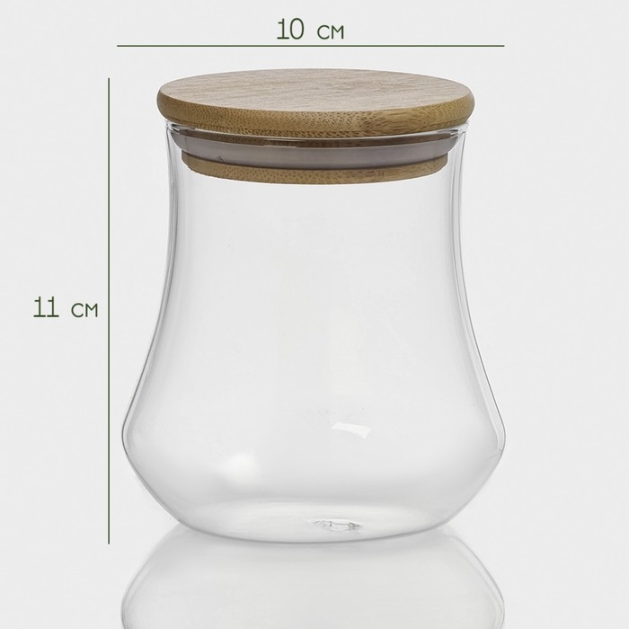 Банка стеклянная для хранения сыпучих продуктов BellaTenero &laquo;Эко&raquo;, 500 мл, 10&times;11 см, с бамбуковой крышкой