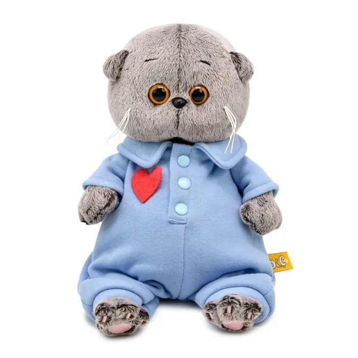 Мягкая игрушка "Басик BABY в голубом комбинезоне с сердечком", 20 см BB-155