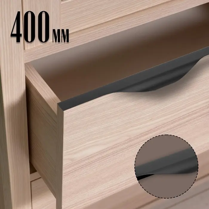 Ручка профильная мебельная торцевая CAPPIO RP100BL, L=400 мм, чёрная, 4 шт.