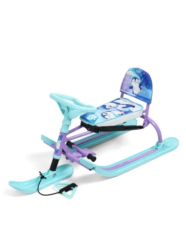 Снегокат &laquo;Twiny1+&raquo; с пингвинятами, со спинкой, голубой, фиолетовый, TW1+/П Nika Kids