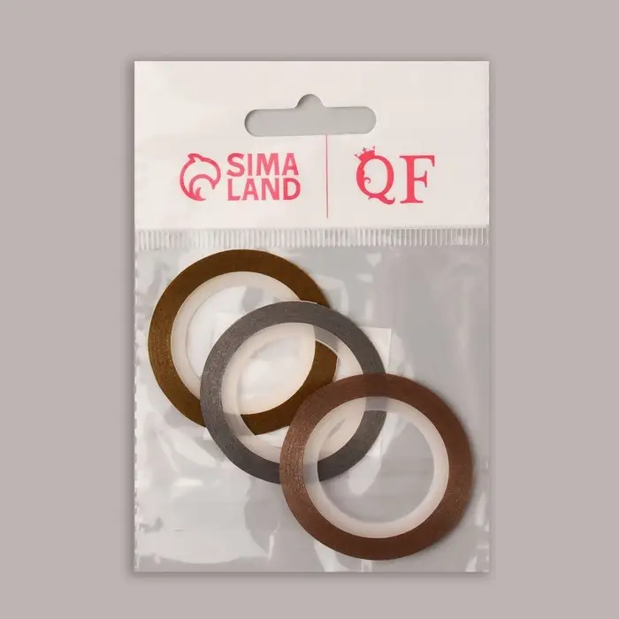 Лента клеевая для декора ногтей «Блёстки», 3 шт., 1 мм, 18 м, серебристая, золотистая, бронзовая