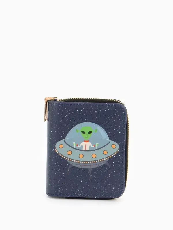 Кошелёк на молнии Выбражулька &laquo;Космос&raquo;, 8.5&times;2.5&times;10.5 см, детский, синий