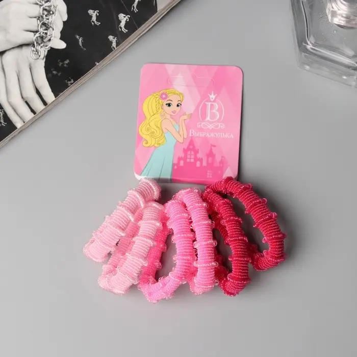 Резинка для волос Резинка для волос "Махрушка" (набор 6 шт) 4 см, розовый