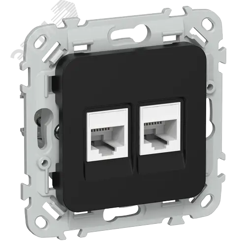 FLITE Розетка 2-местная компьютерная RJ45 категория 5Е UTP РК5е-2-0-ФлЧ черный IEK