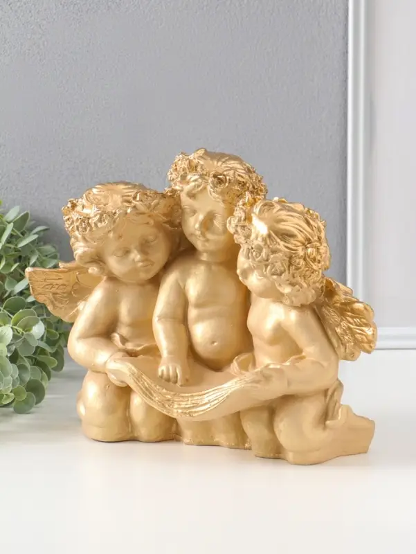 Фигура с подставкой под мелочи "Три ангела" слоновая кость, 30х23х14 см