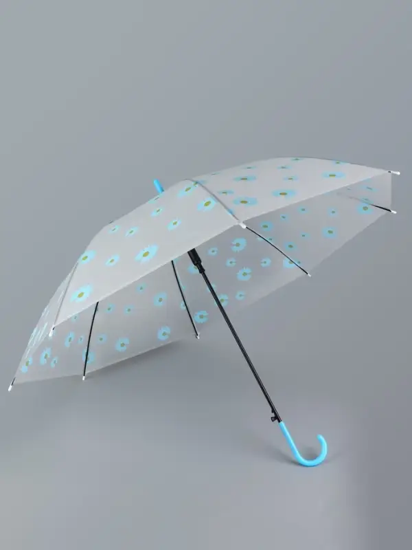 Зонт - трость детский &laquo;Цветы&raquo;, полуавтоматический, 8 спиц, R=45/55 см, D=90 см, МИКС