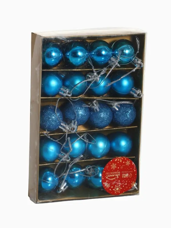 Ёлочные игрушки &laquo;Перелив&raquo;, шары новогодние, d=3 см, набор 20 шт., синий
