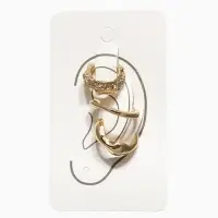 Серьги &laquo;Каффы&raquo;, набор 3 шт. мятый, цвет золото