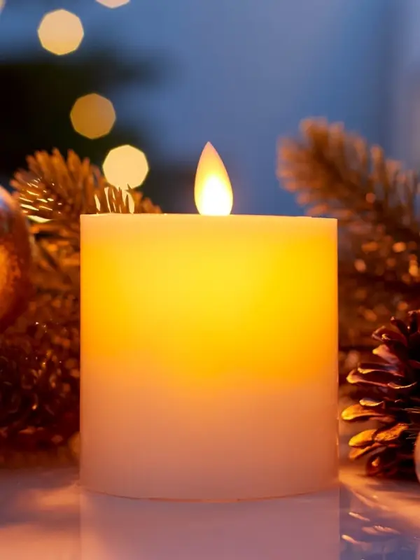 Светодиодная свеча восковая "Белая", 10x7 см, АААx3 (не в компл.), Т/БЕЛЫЙ