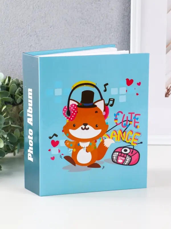 Фотоальбом 200 фото 10X15см, "Лисёнок в наушниках", ПП карм.