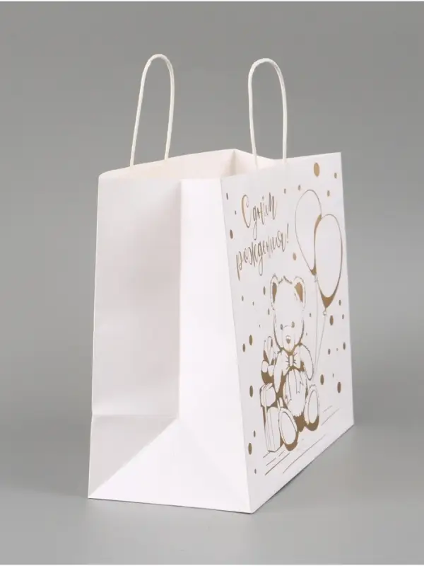 Пакет подарочный крафтовый, упаковка, &laquo;Мишка&raquo;, 32&times;28&times;15 см