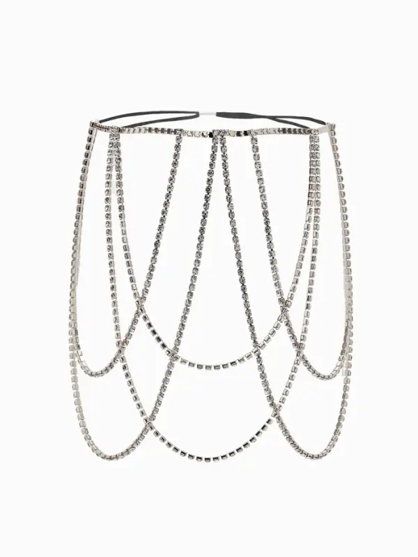 Цепочка на бедро бодичейн  Цепочка на бедро бодичейн "Ярусы" со стразами, цвет белый в серебре