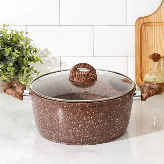 Кастрюля Доляна &laquo;Брауни&raquo;, 5,7 л, d=28 см, h=12 см, стеклянная крышка, антипригарное покрытие, индукция