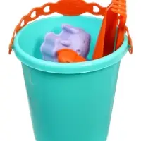 Набор для игры в песке (Ведро 1л, 4 формочки динозавры, грабельки и лопатка)