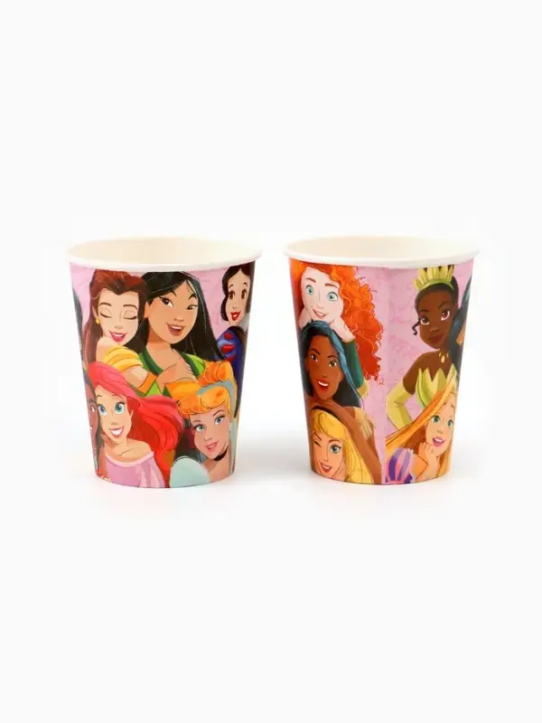 Посуда одноразовая бумажная на 10 персон: стаканы, тарелки, скатерть, Принцессы Посуда одноразовая бумажная на 10 персон: стаканы, тарелки, скатерть, Принцессы
