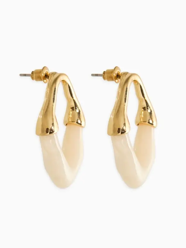 Серьги акрил "Столоктиты", цвет молочный в золоте