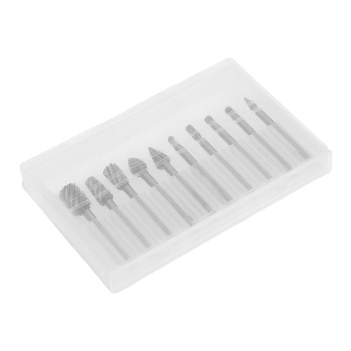 Набор шарошек по дереву и пластику ТУНДРА, диаметр хвостовика 3 мм, 10 шт. Набор шарошек по дереву и пластику ТУНДРА, диаметр хвостовика 3 мм, 10 шт.