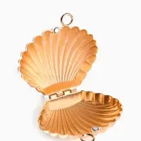 Сумка мини-клатч на магните, в форме ракушки, жёсткий корпус, на длинной цепочке, золотистая