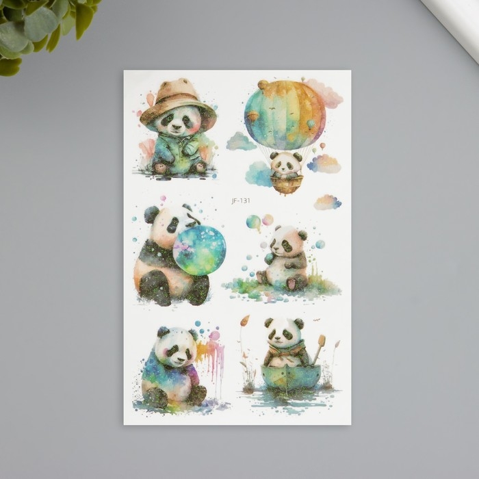 Татуировка на тело фосфорные с блёстками Татуировка на тело фосфорные с блёстками "Панда малыш" 7,5х12 см