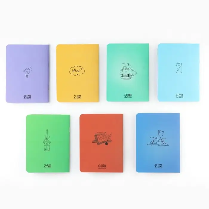 Блокнот, А6, 32 л., софт-тач, набор из 7 шт. &laquo;Предметные&raquo;