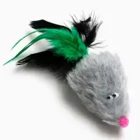 Игрушка длля кошек "Хвостатая мышь" 7 см, серая