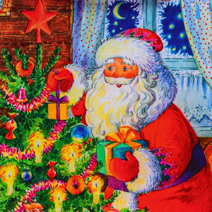 Пакет подарочный Пакет подарочный "Дед мороз у ёлки", 11,5 х 14,5 х 6,5 см.