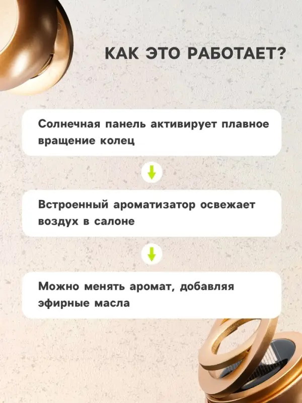 Ароматизатор на панель &laquo;Гравитационные кольца&raquo; золото