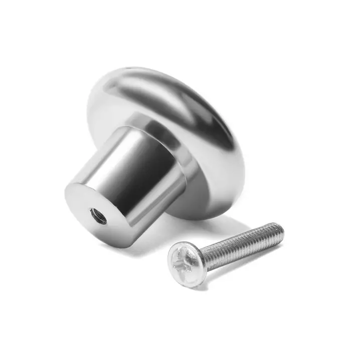 Ручка-кнопка ТУНДРА РК101, цвет хром с черной вставкой Ручка-кнопка ТУНДРА РК101, цвет хром с черной вставкой